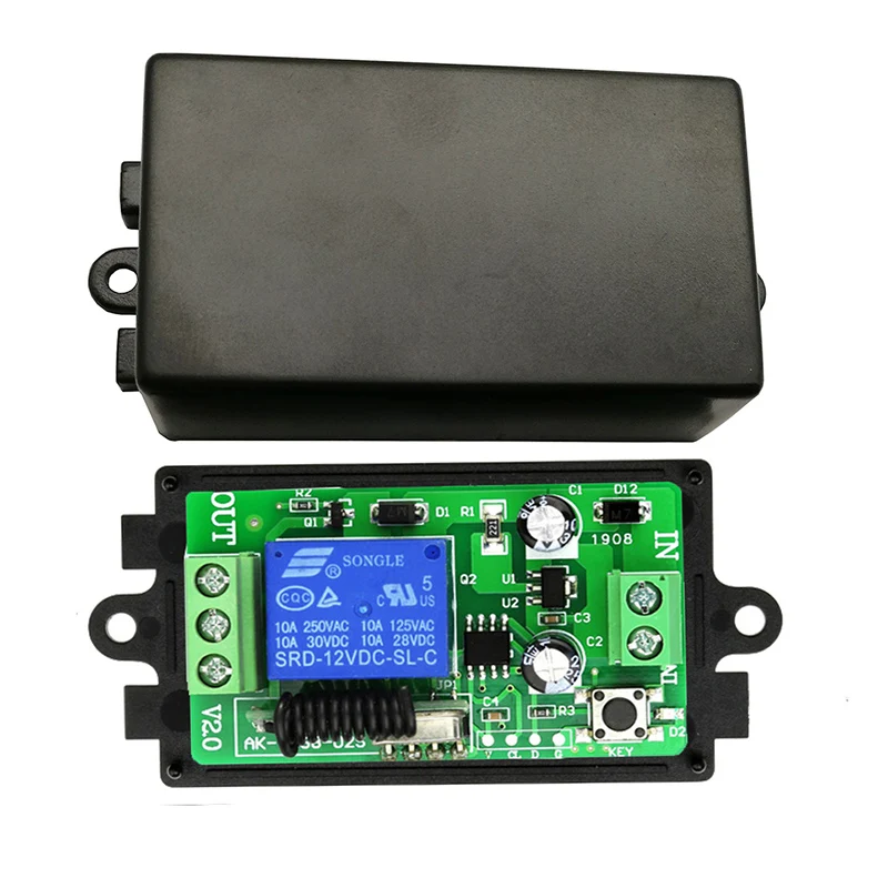 3000m de longo alcance dc12v 24v 1ch rf interruptor relé controle remoto sem fio luz/lâmpada/portas garagem persianas tela projeção
