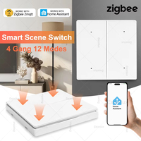 Wireless Zigbee Smart Scene Switch 4 Gang 12 Mode Push Button Switch Remote Controller Home Automation Works With Home Assistant