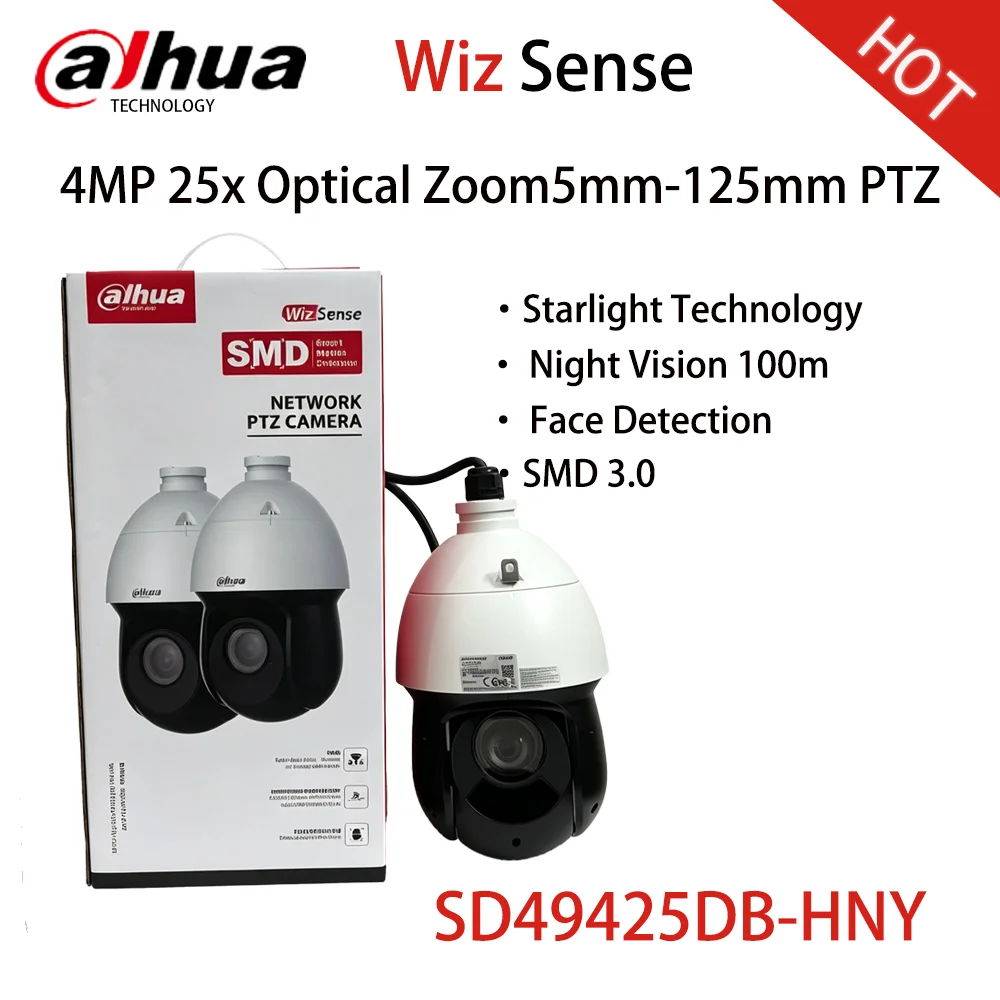 Dahua SD49425DB-HNY 4MP 25x Starlight IR Network PTZ Camera 100m IR Human and Vehicle Detection Face Detection IP66 CCTV MSD