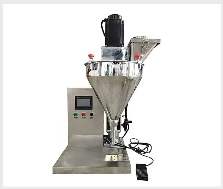 Small 500ml Screw Conveyor Powder Filling Machine, Semi-Automatic Dry Powder Filler for Plastic Bottle Beverage Raw