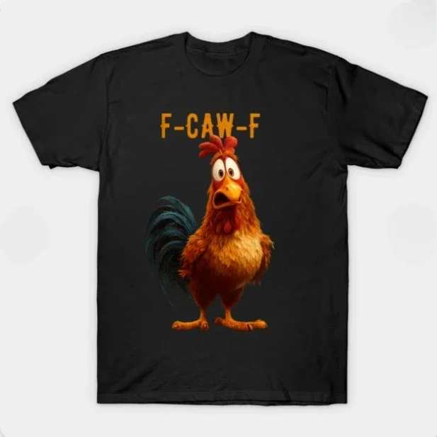 مضحك F-Caw-F قميص الدجاج، FCAWF الدجاج الرجال والنساء الفكاهة قميص الشارع أزياء عارضة الوجه جولة الرقبة قمم عالية الجودة