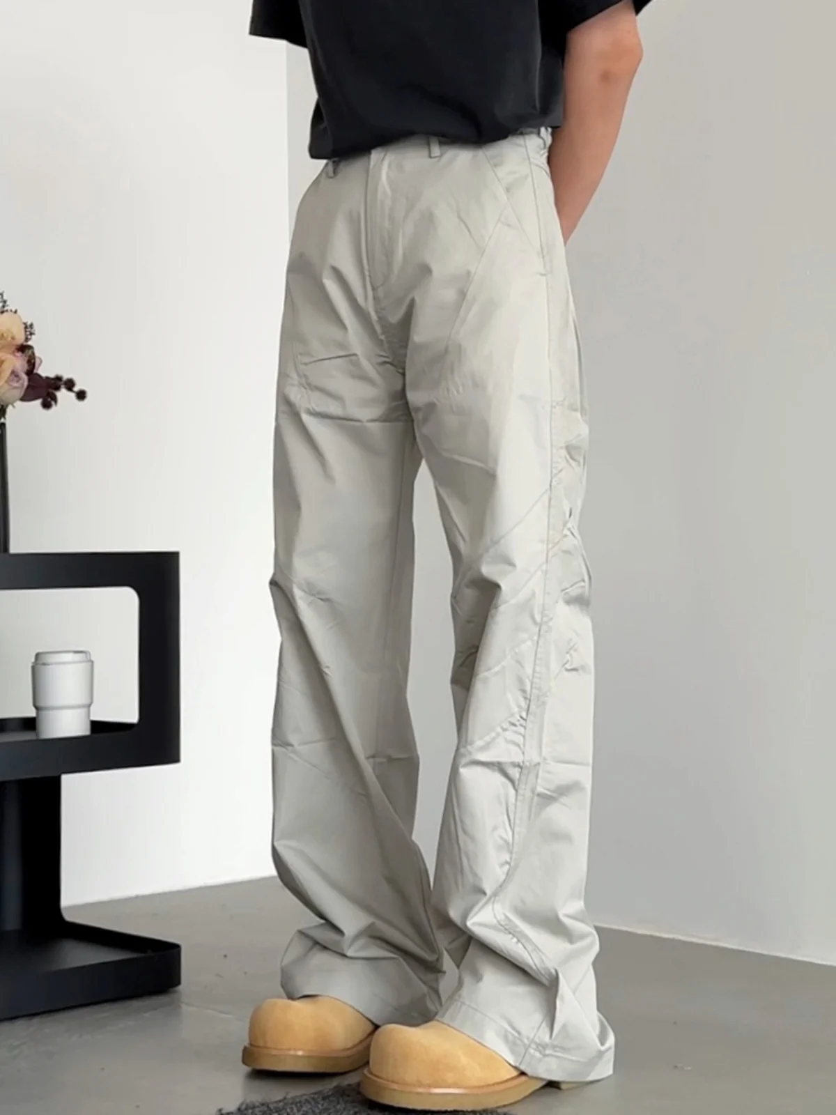 

American Retro Split Cleanfit Deconstructed Casual Pants Men High Street Trendy Brand Loose Design Long Trousers Straight Leg