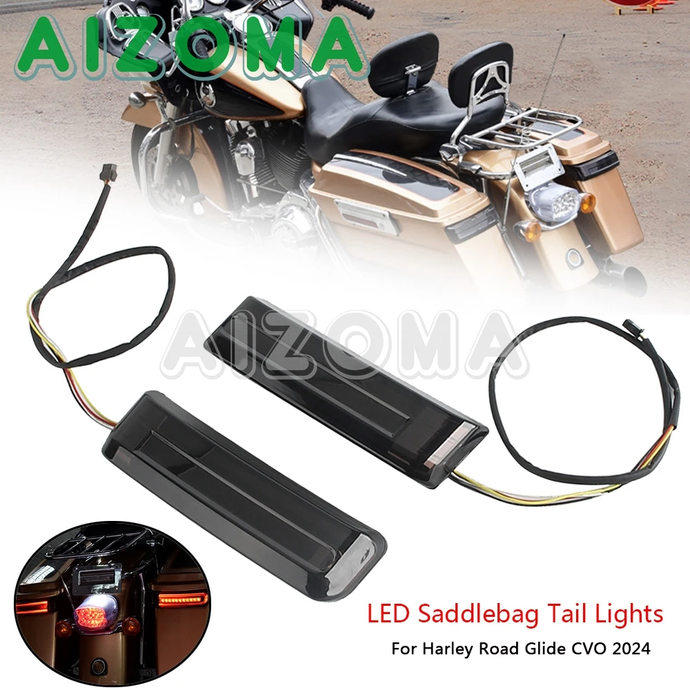 

Plastic Motorcycle LED Saddlebag Lights Red Tail Running Brake Indicator Lamp Turn Signal For Harley Touring Road Glide CVO 2024