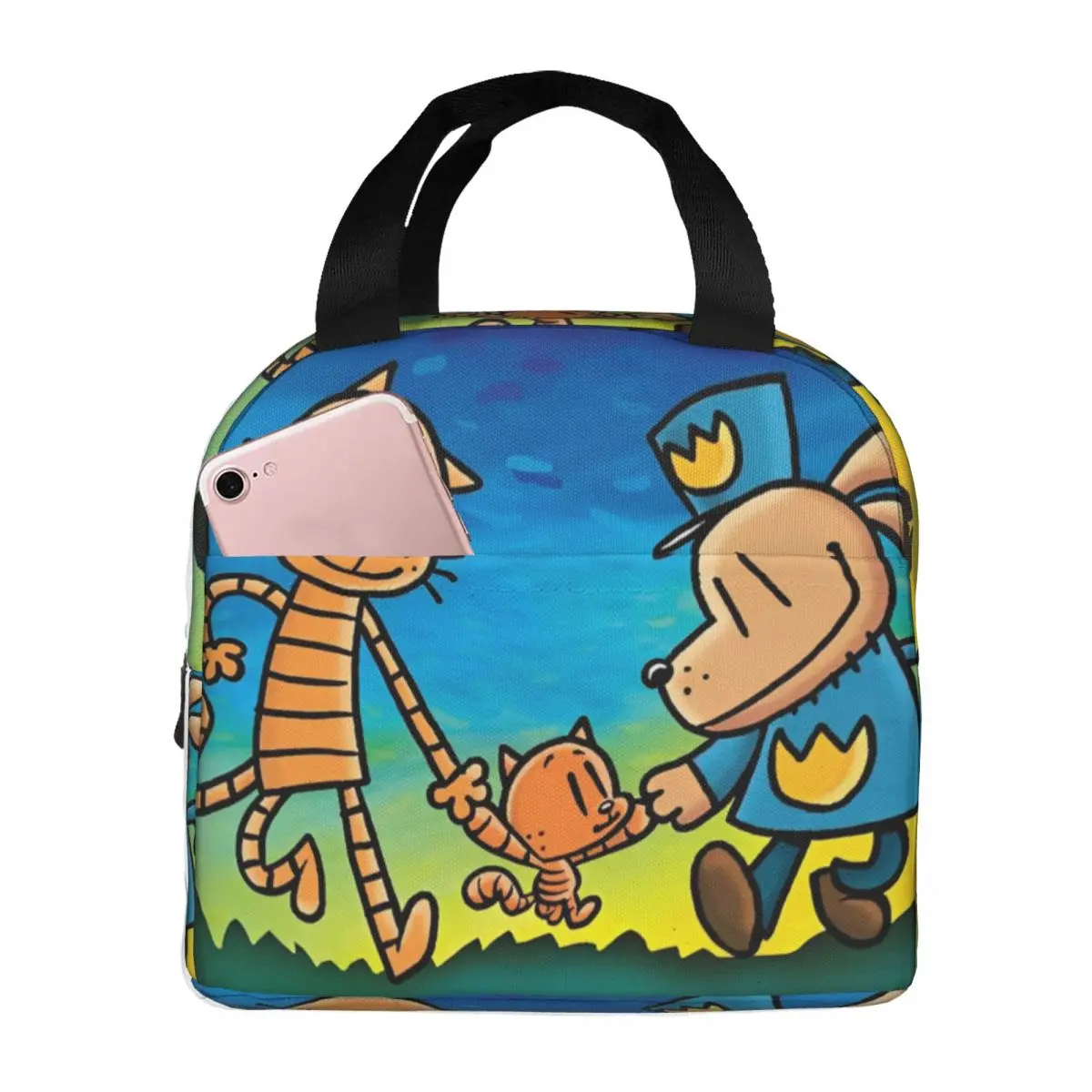 Dog Man Dogman Movie Comic Insulated Lunch Bag High Capacity Cartoon Animals Reusable Cooler Bag Tote Lunch Box Beach Girl Boy