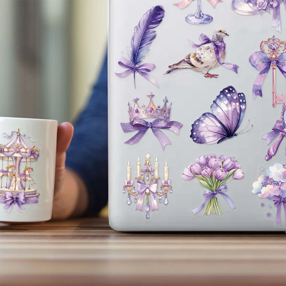 50 قطعة من ملصقات الكتابة على الجدران لتزيين الأحلام الأرجوانية، ملصقات مقاومة للماء لدفتر الأمتعة والدراجات النارية والحيوانات الأليفة