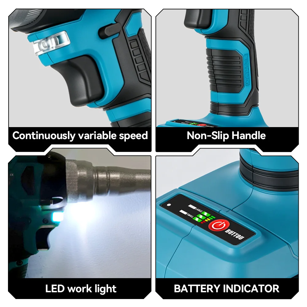 ONEVAN 20000N Cordless Brushless Electric Rivet Gun 2.4-5.0mm Rivet Nut Gun Tool High Power Lightweight For Makita Battery Pin