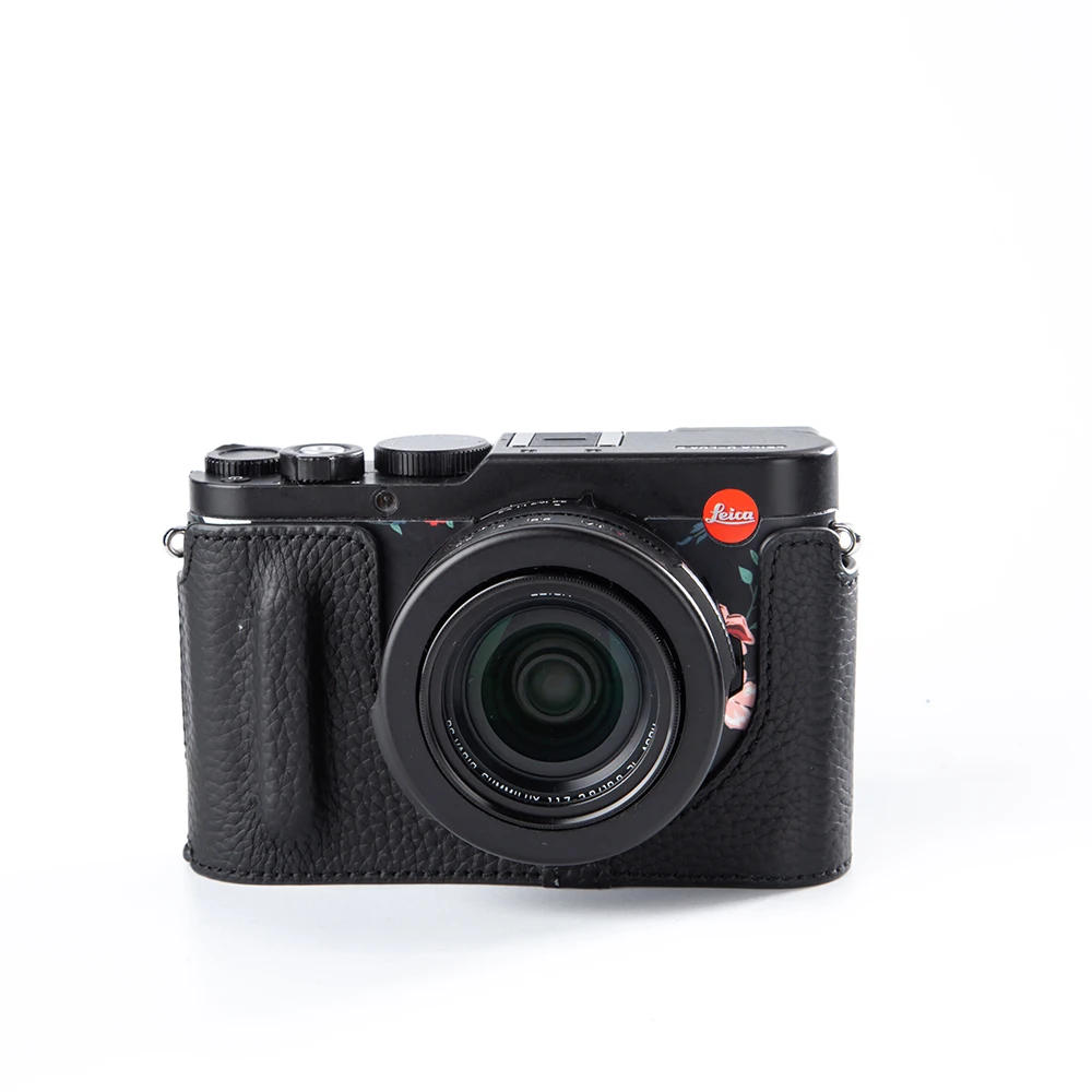 Bolso de cuero hecho a mano para cámara Leica d-lux 8, funda para cámara, funda de media cubierta de cuero auténtico