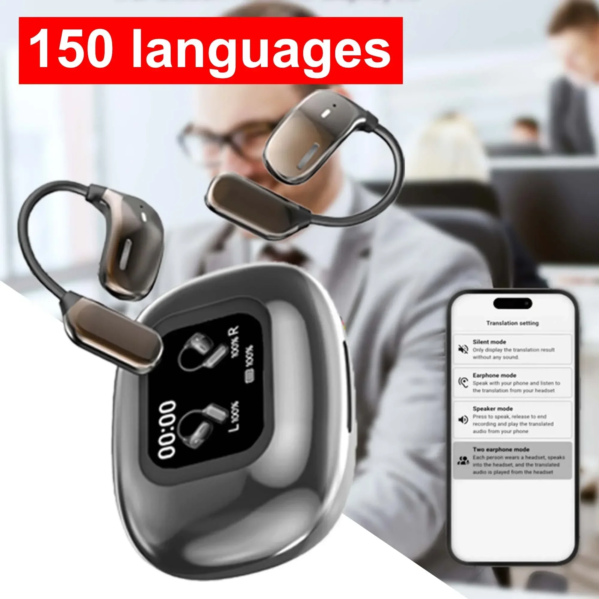

Face To Face Communication Smart Ai Language Translator Earphone Meeting Record Wireless Bluetooth Translation Machine Equipment