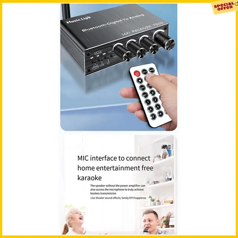 A25P 2X Bluetooth Audio Receiver Adapter 5.3 Player U Disk Microphone Amplifier Audio Speaker Converter With Remote Control