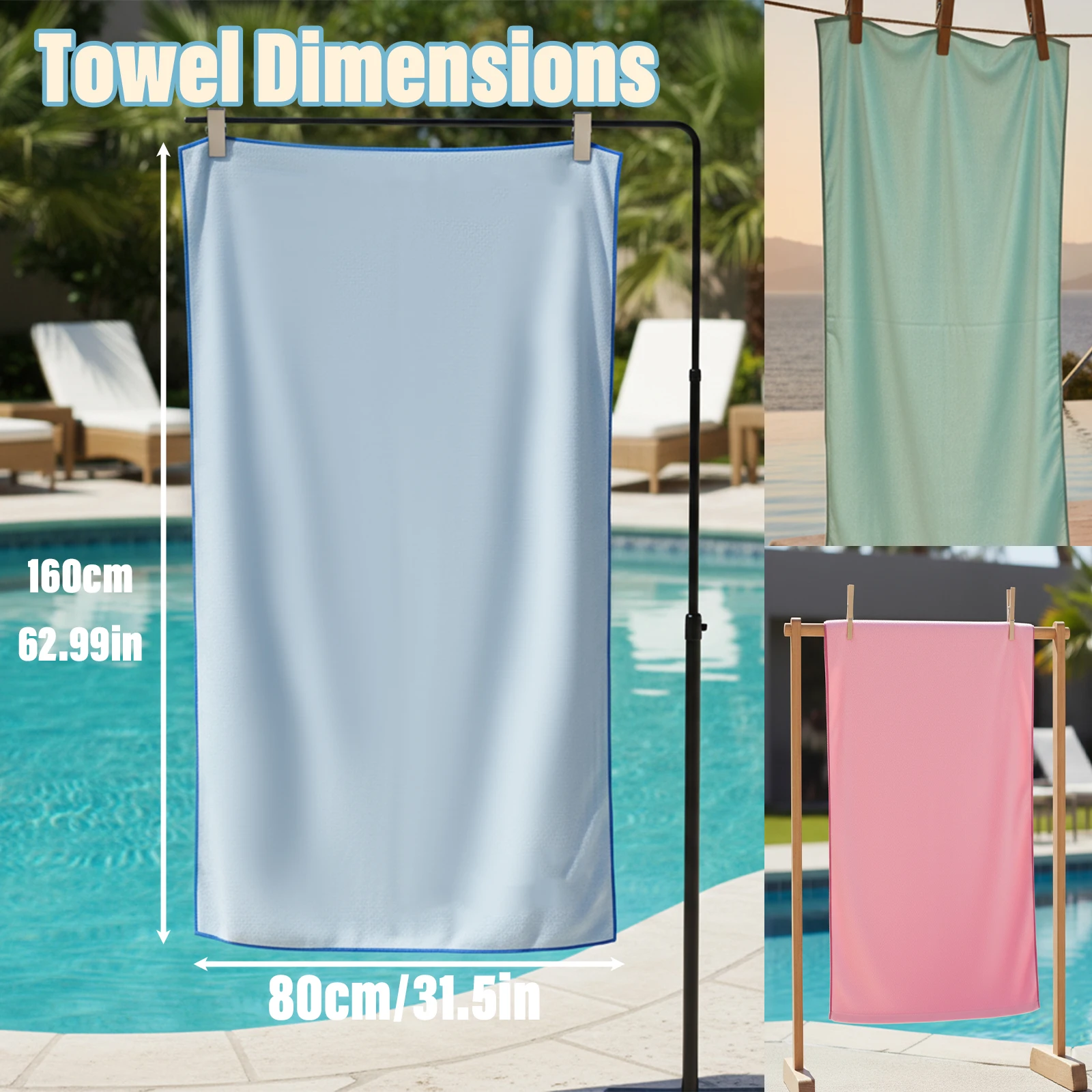 Super Sized Quick Drying Nanofiber Beach Towel 50x100 Soft Lightweight Absorbent Travel Towel for Pool Spa Portable