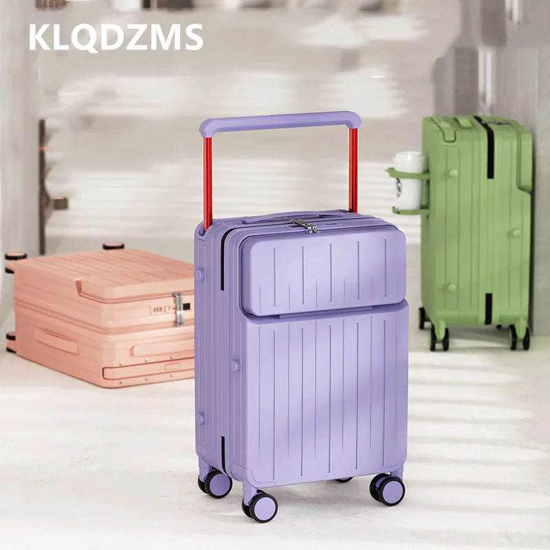 KLQDZMS USB Charging Suitcase Front Opening Boarding Case Multifunctional Trolley Case 20