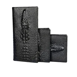 Portefeuille en cuir véritable pour hommes, Mini porte-monnaie pliable, porte-cartes de crédit, poche pour argent, portefeuille Vintage en relief