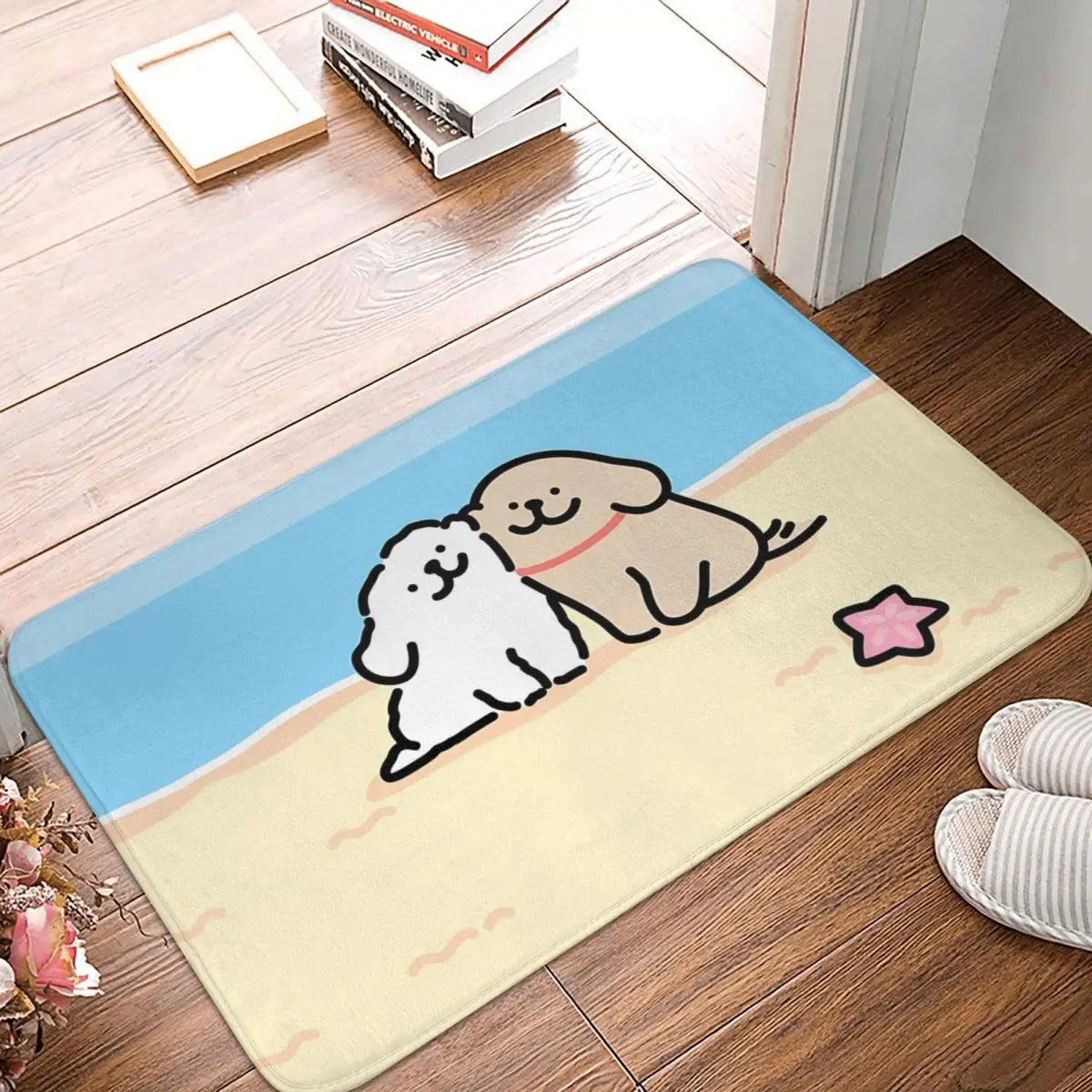 Bath Mat for Shower Home Decor Lovely Line Dog Foot Mat Beach Modern Toilet Pad Quick-Drying Non Slip Graphic Bathroom Mats