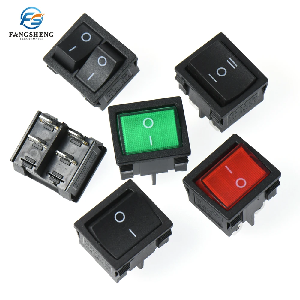 1pcs KCD5 21x24mm 21*24mm Rocker Switches Kit 4 Pin 6Pin 2 Position 3 Position 6A/12A 250VAC ON-OFF ON-OFF-ON Copper foot