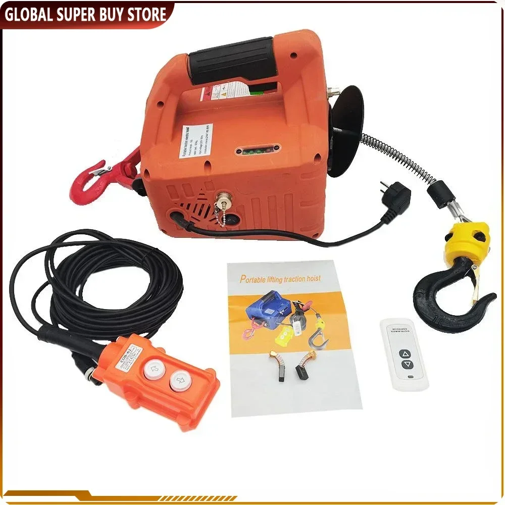 Электрическая лебедка 3-в-1, электрическая лебедка с дистанционным управлением, 500 кг/1102 фунта, подъемный ремень, 220 В, 110 В, подъемный инструмент