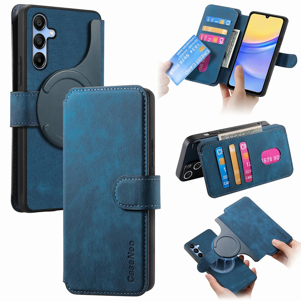 M15 5G 2024 2IN1 Detachable Magnetic Magsafe Leather Wallet Case For Samsung Galaxy M15 Luxury Cover For Galaxy M34 M 15 Etui