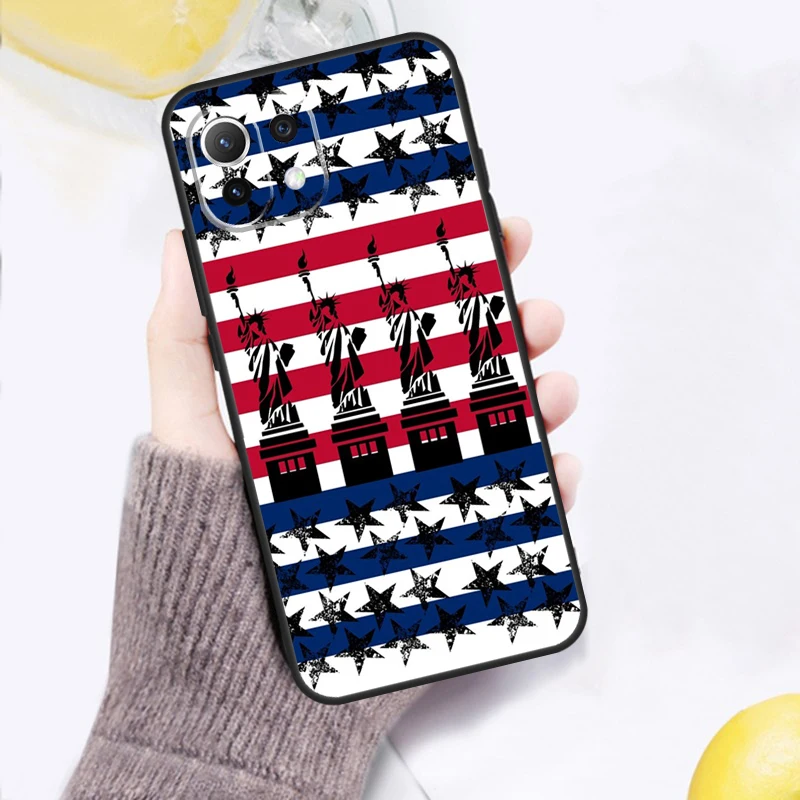 America USA Flag Statue of Liberty Case For POCO F5 Pro F3 F4 X4 GT M5s M4 X3 X5 Pro Cover For Xiaomi 11T 12T Pro 12 X 13 Lite