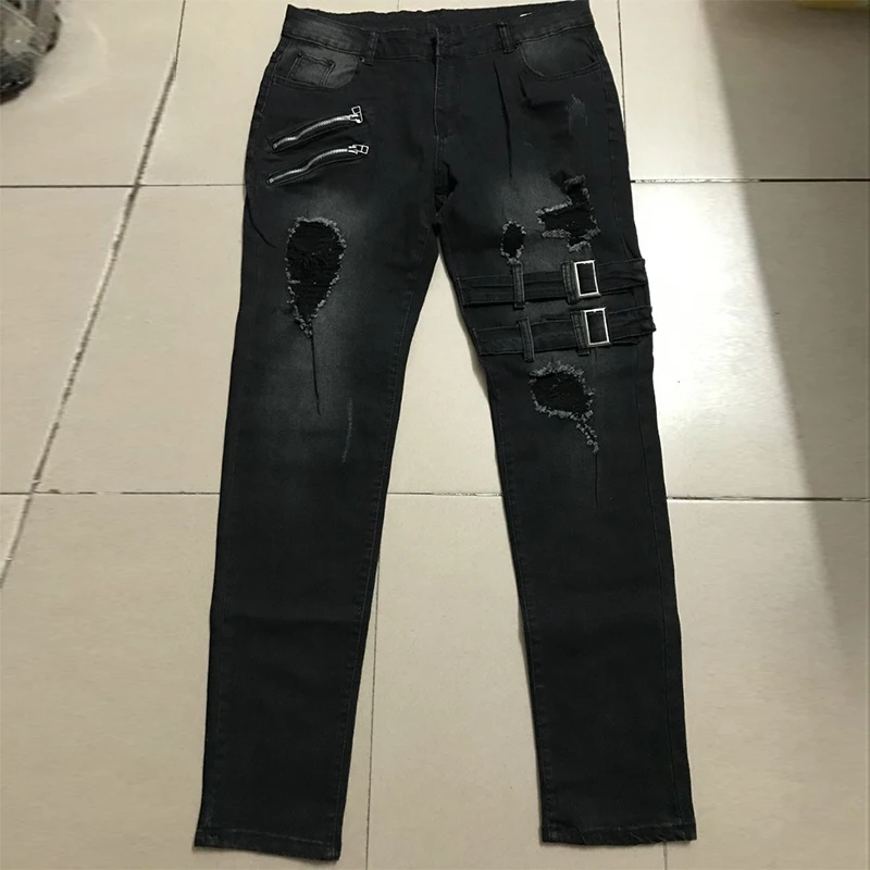 2022 Nieuwe Jeans Mannen Mode Gat Streetwear Rechte Jeans Lente Zomer Moto & Biker Skinny Casual Denim Broek Voor Mannen