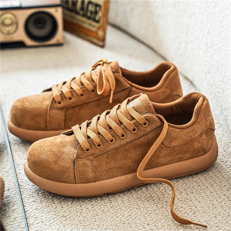 

Fashion Suede Leather Men Casual Shoes Handmade Walking Shoes Winter Work Shoes Outdoor Warm Cotton Shoes Lightweight Sneakers