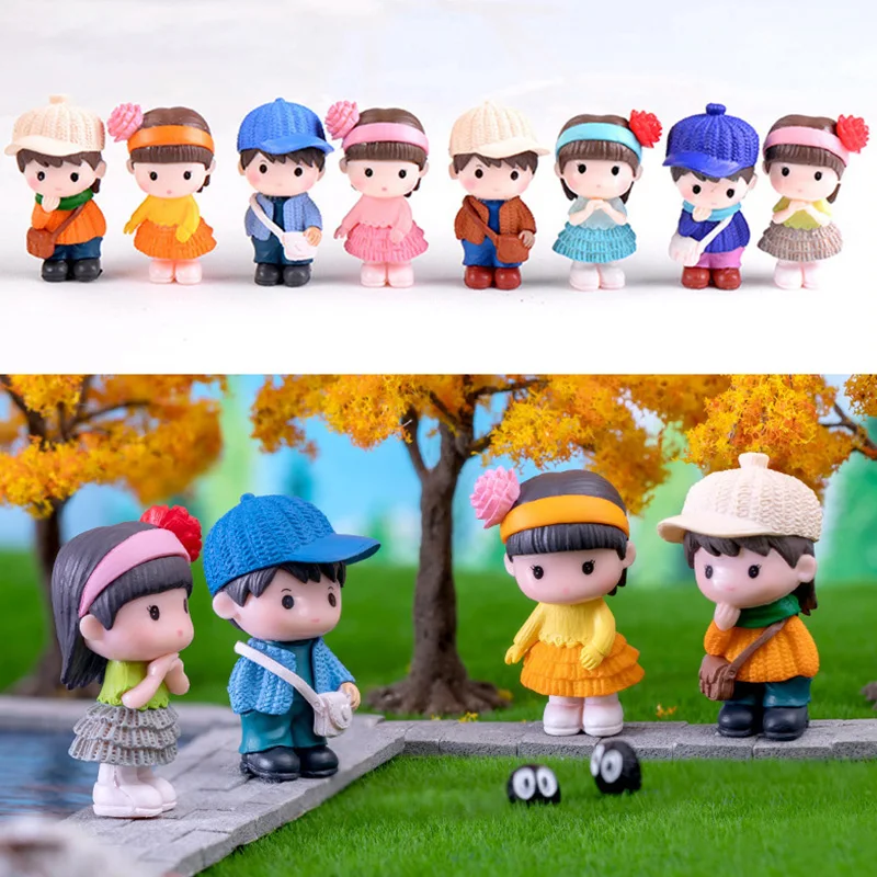 Figuras en Miniatura de Pareja de Enamorados, Lindos Personajes de Niño y Niña, Adorno de Jardín, Decoración de Boda, Pastel, Coche, Hogar, Manualidades Modernas
