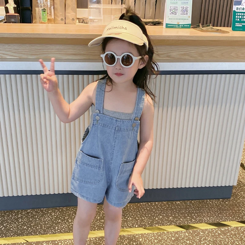 Boys and Girls Denim Overalls Baby Clothes Girls Dungarees Casual Short Pants Oversize Loose Jumpsuit Overalls for Kids Children