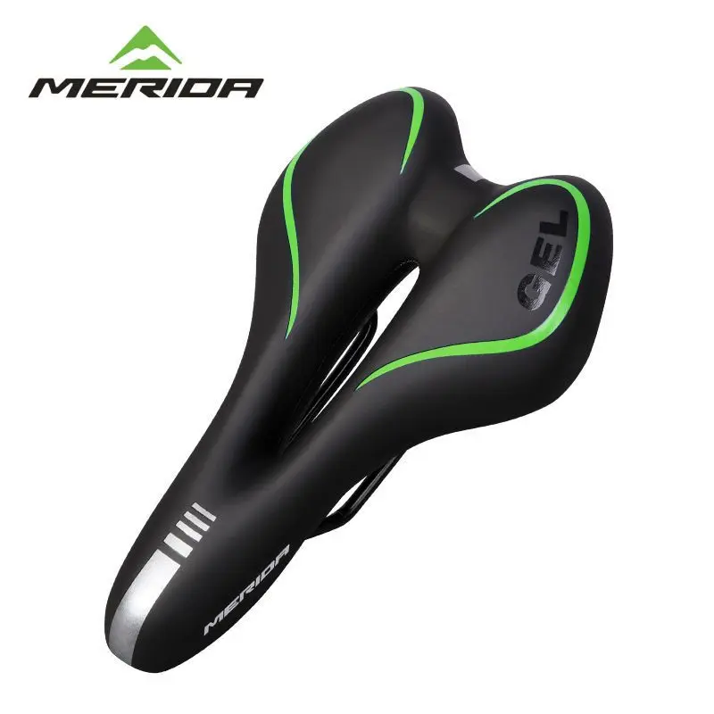 Original MERIDA Breathable Bike Saddle Thickened PU Leather Sponge Silicone Mountain Bike Saddle Seat Bicycle Accessories