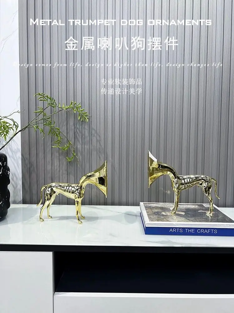 

Luxury Metal Wealth Attracting Gold Wealth Attracting Dog Sculpture Living Room Wine Cabinet Decor Desktop Home Decoration