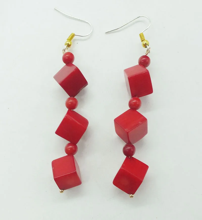 Very classic! Natural red coral earrings, best gift for ladies