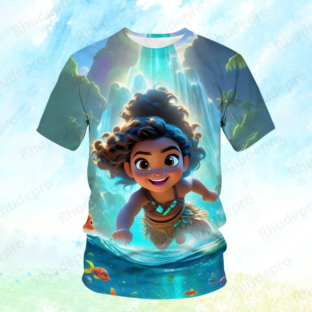 

Футболка Disney Moana для мужчин и женщин, летние топы с мультяшным принтом, футболки, мужская модная одежда с короткими рукавами, повседневная уличная одежда