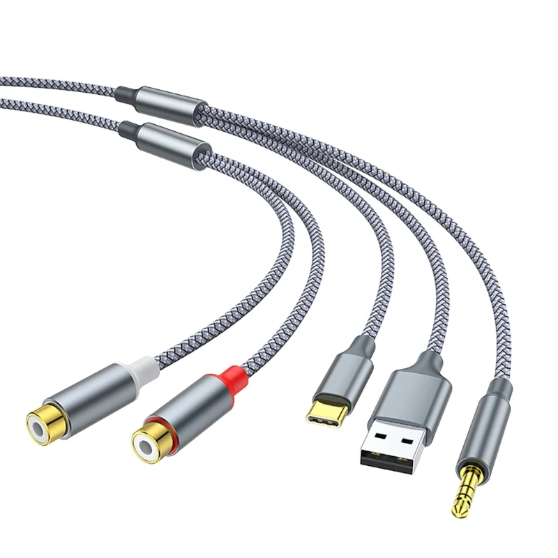 Auditory Connector 3.5mm, USB TypeC to 2RCA Cable for Seamlessly Auditory Devices