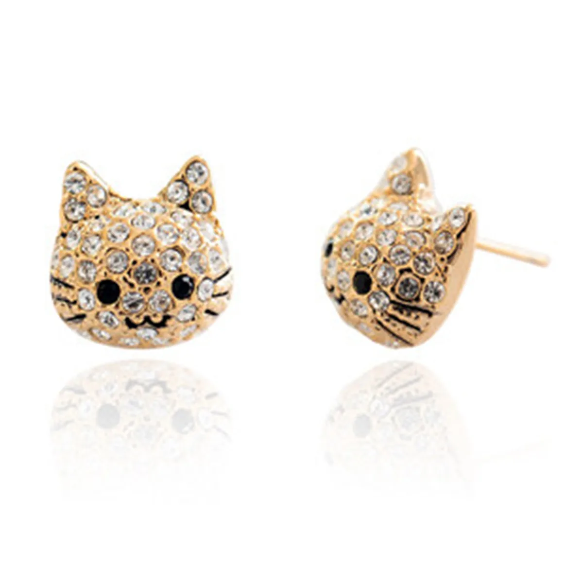 Cute Girl Cat Stud Earrings Exquisite Women\'s Earrings Fashion Accessories Party Jewelry Full Rhinestone Stud Earrings Girl Gift