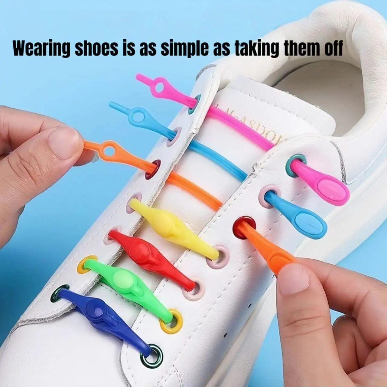 Silicone No Tie Elastic Shoelaces Colorful Lazy Rubber Shoelaces Universal Replacement Shoe Strings For Sneakers Casual Shoes