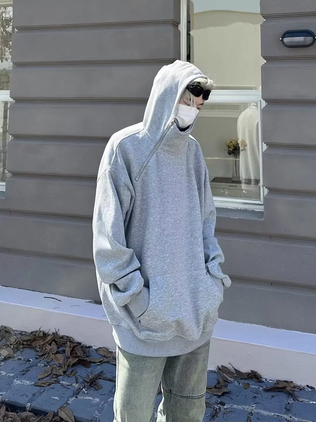 2025 Autumn New Korean Solid Half Zipper Hoodies for Men Winter Fashion Retro Oversized Hoodie Hip Hop Streetwear Sweatshirt Y2k