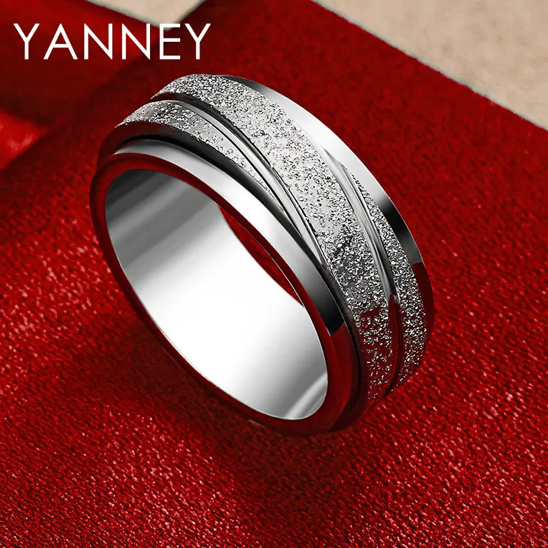 

925 Sterling Silver 7-10# Frosted Men's Ring For Women Fashion Charm Engagement Wedding Jewelry Girlfriend Gift Punk