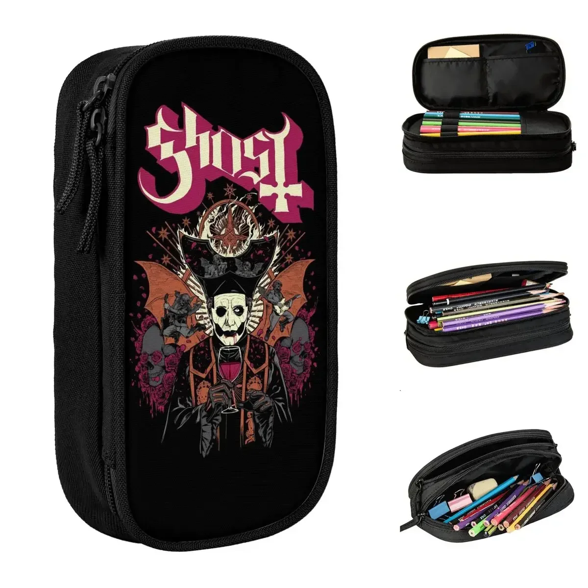 

Rock Band Sweden Pencil Cases Ghost Pencilcases Pen for Student Big Capacity Bag School Supplies Cosmetic Accessories