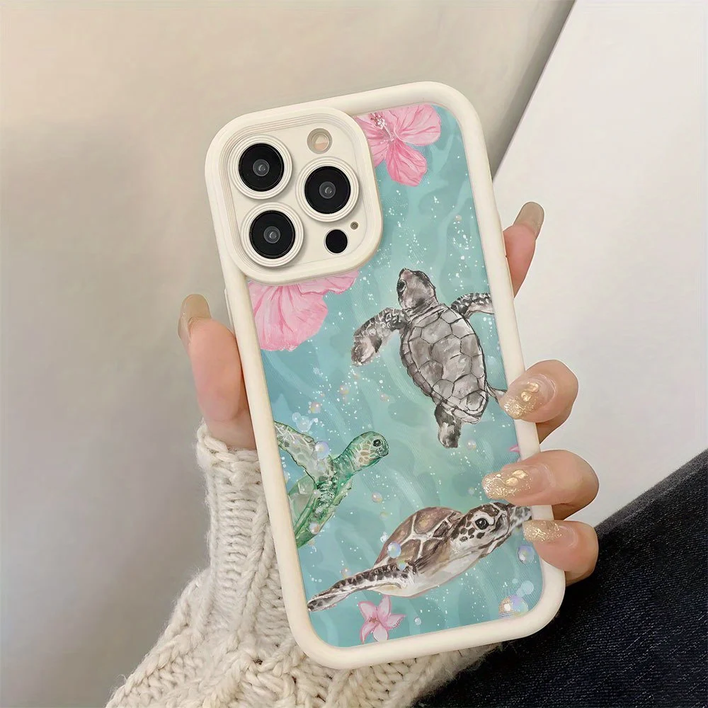 Elegant phone case with turtle flower design, fully protected and stylish for iPhone 17 to 11 Plus Pro Max