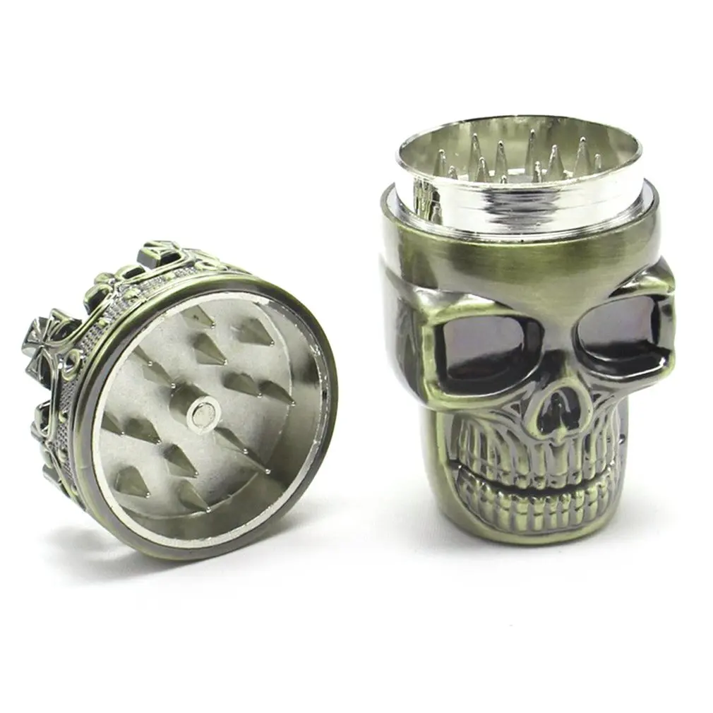 Hot Sale 3 Layers Men Skull Head Shape Grinder Portable Herb Tobacco Herb Spice Crusher Hookah Smoking Accessories Small Size