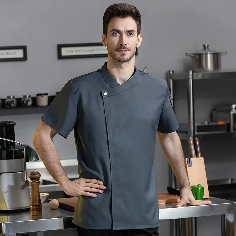 

Chef Uniform Short-sleeved Summer Western Restaurant Catering Hotel Kitchen Work Clothes Men and Women Chef Work Clothes