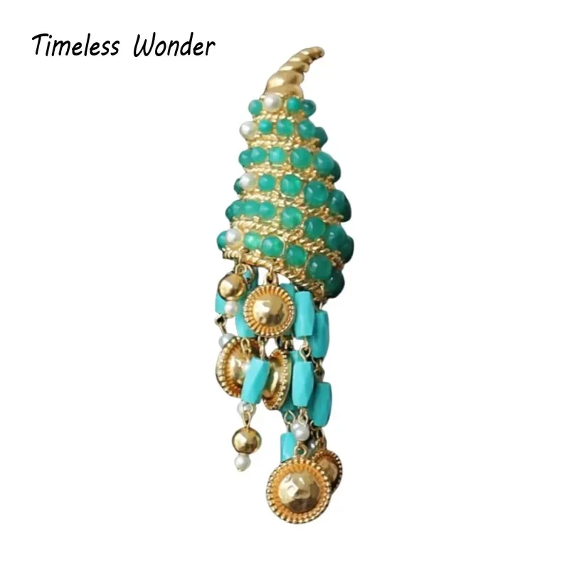 Timeless Wonder Fancy Glass Beaded Conch Brooch Pins for Women Designer Jewelry Runway Rare Luxury Gift Top Mix 5145