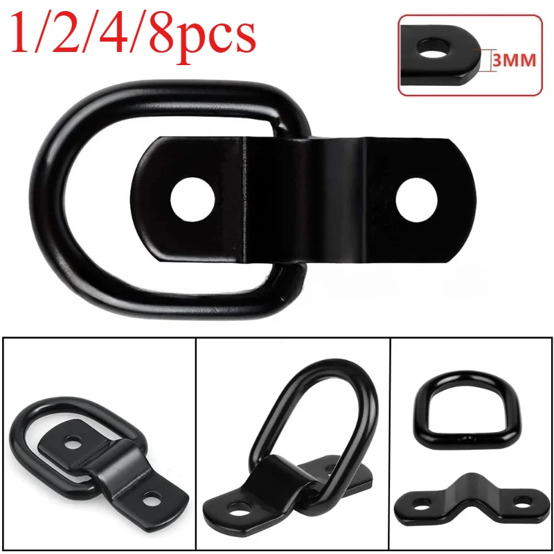 1/2/4/8pcs For Car Truck Trailers RV Boats Shape Pull Hook Tie Down Anchors Ring Iron D Stainless Steel Cargo Tie Down Ring