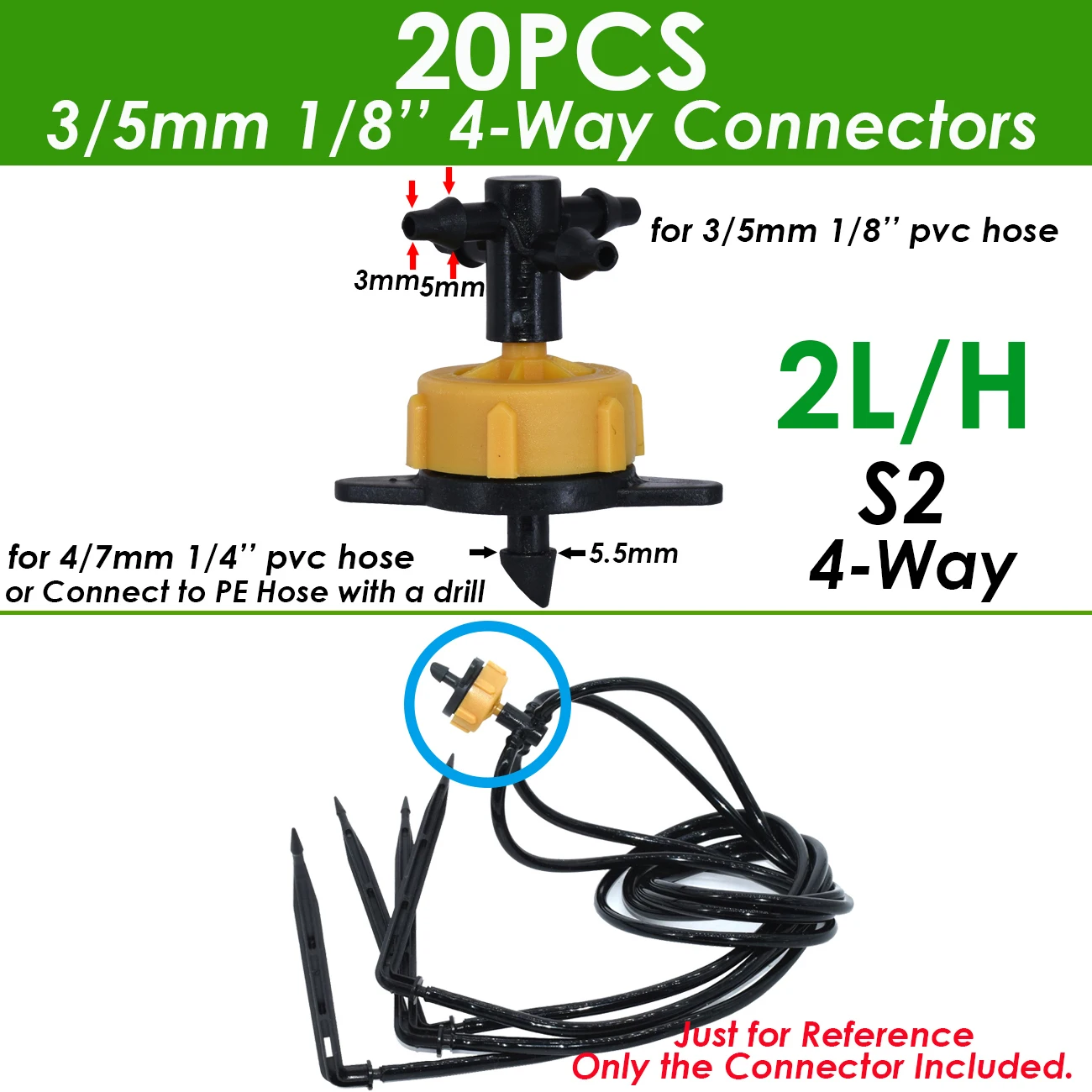 KESLA 50X złącze Tee montaż dla 3/5mm wąż kroplownik naprawy nawadniania zraszacz 1/8 \'\'kolczasty System nawadniania ogród 2 i 4 Way