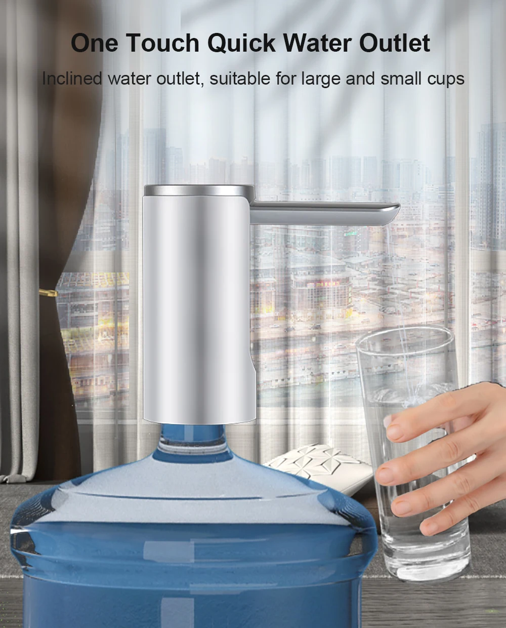 Electric Water Gallon Bottle Pump Automatic Folding Water Dispenser Pump 19 Liters Rechargeable Foldable Desk Water Bottle Pump