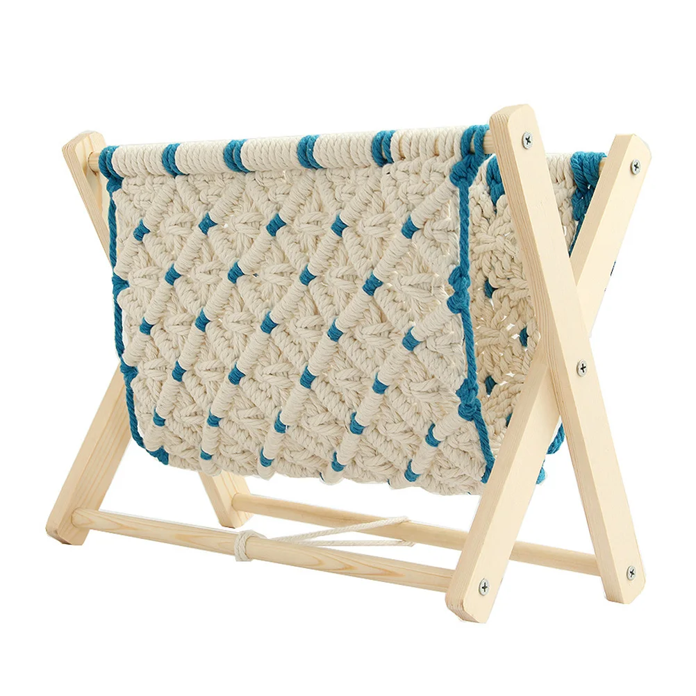 

Woven Storage Rack Cotton Rope Magazine Floor Standing Book Shelf Organizer Home Decor Sturdy Base Practical Style