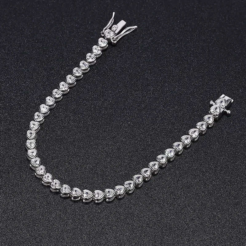 100% 925 Sterling Silver 5A Zircon Bracelets for Women Lucky Bubble Bangles Lover Hand Chain Wedding Birthday Party Gift Jewelry