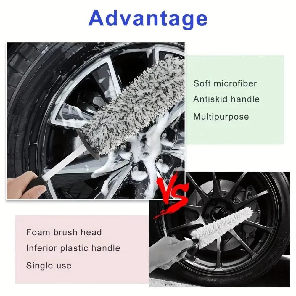 Creativity Non-Slip Car Wheels Brush Long Handle Car Wash Plush Cleaning Brushs Car Accessories Wheel Rim Cleaning Glove