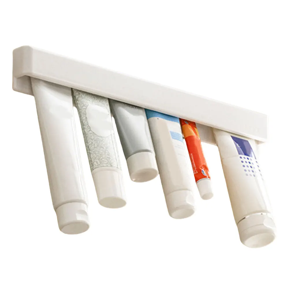 

Plastic Wall-Mounted Bathroom Toothpaste Holder No Drill Long Toothpaste Holder Toothpaste Storage Rack for Bathroom Storage