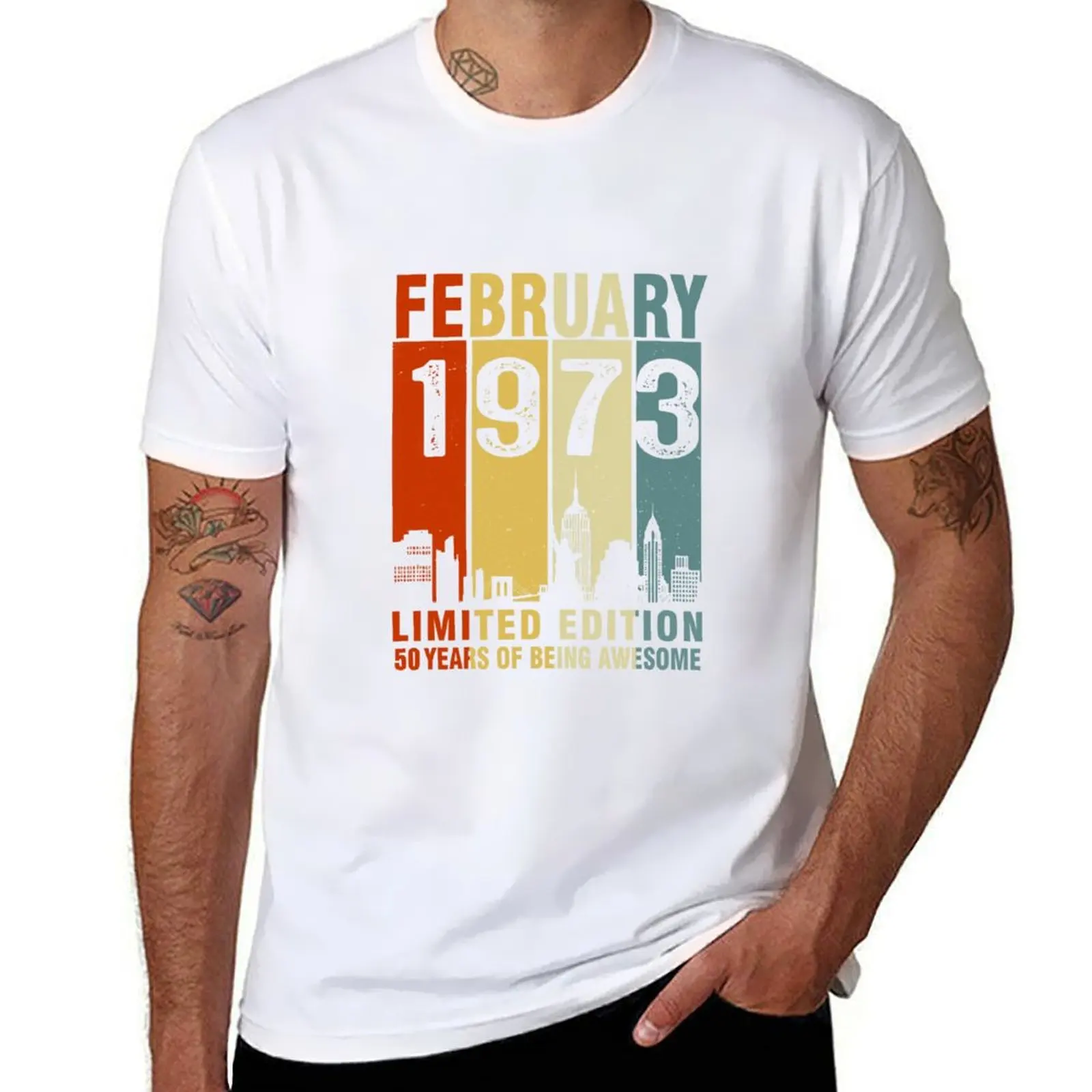 

February 1973 Limited Edition 50 Years Of Being Awesome T-Shirt t shirt custom print t shirt man casual T-Shirt