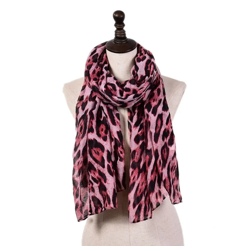 2023 Hot Spring and Autumn New Ladies Bali Yarn Scarf European and American Leopard Print Shawl Scarf Foreign Trade Cross-Border