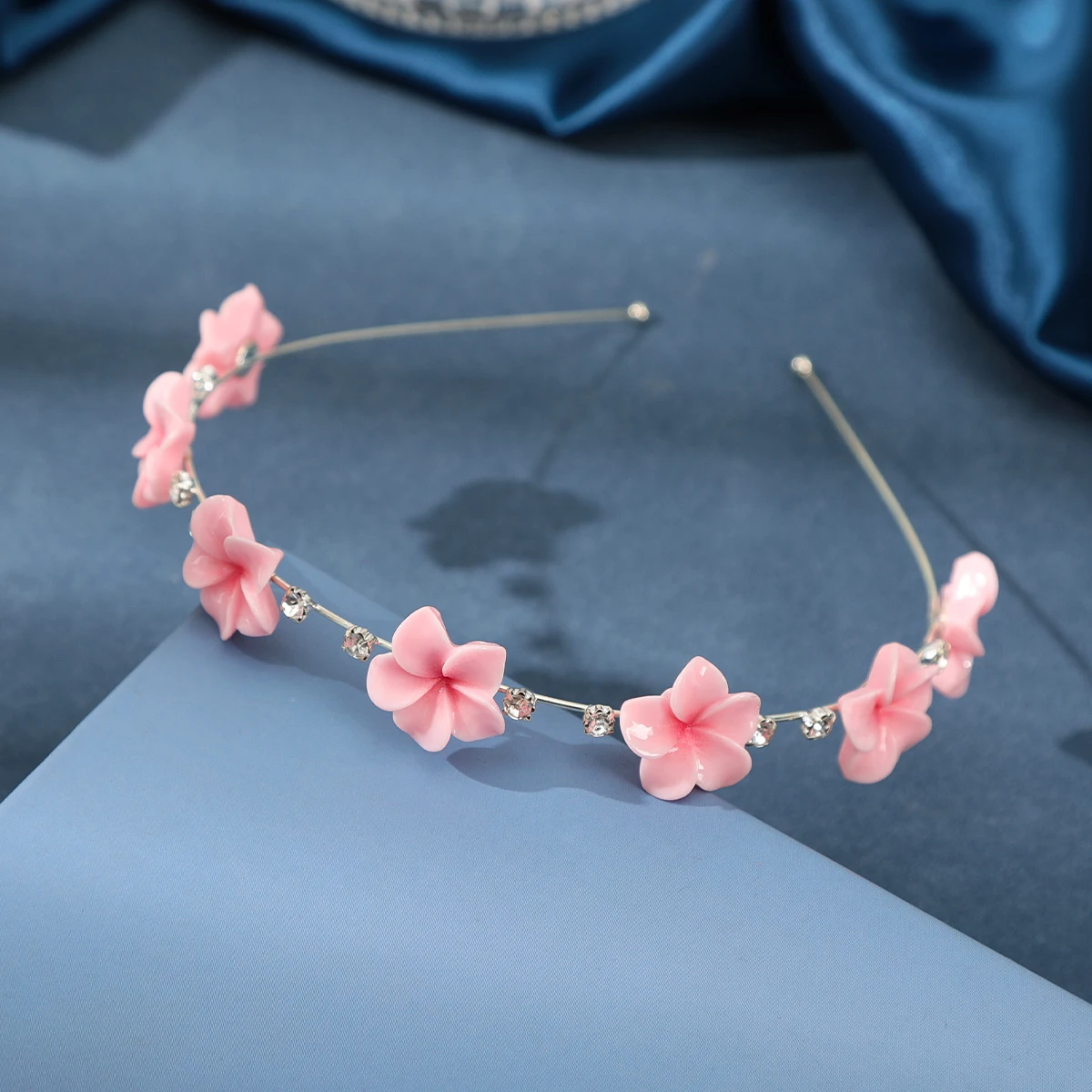 AWAYTR Elegant Rhinestone Flower Hairbands Headband Women Girls Plumeria Hair Head Hoop Band Accessories Headdress