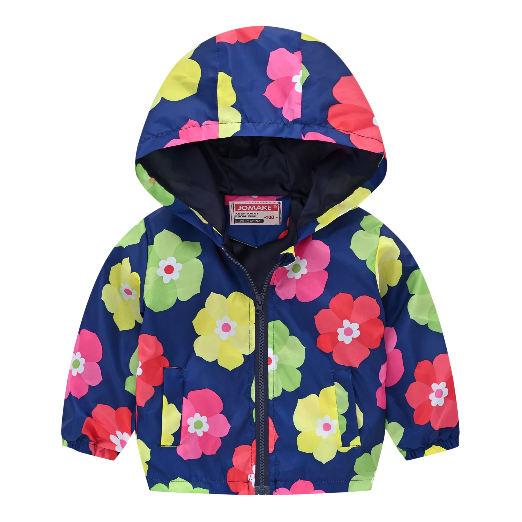 New Spring and Autumn Summer Girls' 1-7 Year Old Fashionable Printed Lightweight Jacket Short with Pocket and Hat Versatile Fash
